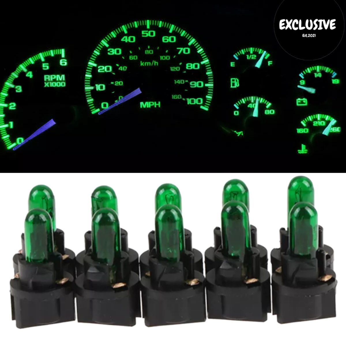 Green LED Dash Light Kit for Honda Civic (1972-1979)