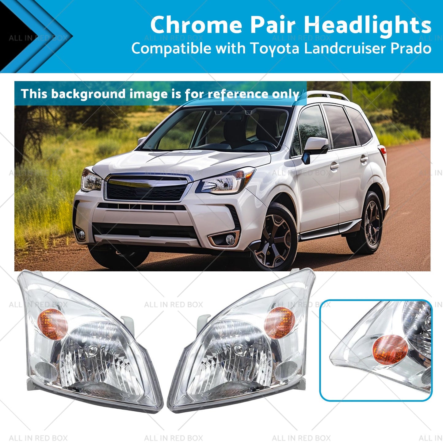 Chrome Headlights for Toyota Landcruiser Prado 120 2002-2009