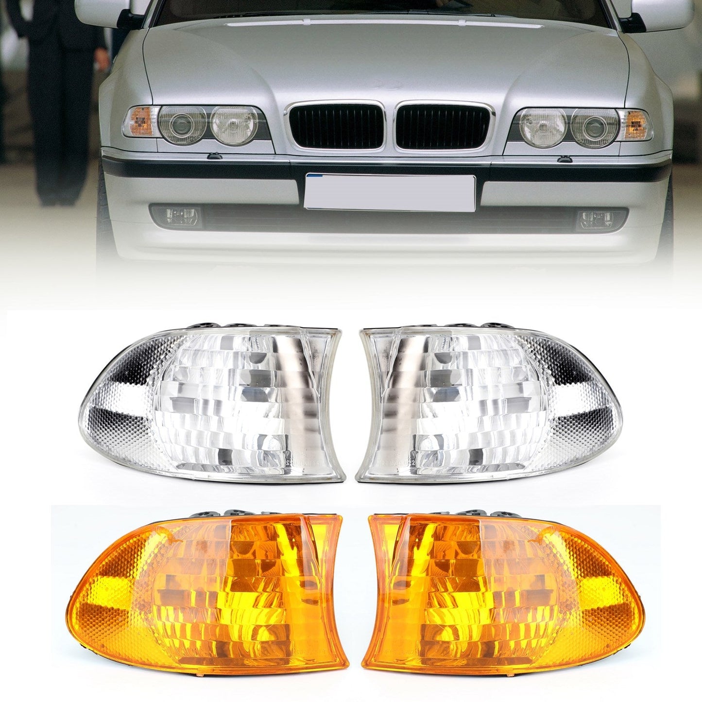 Corner Lights Pair for BMW 7-Series E38 White Amber (1999-2001)