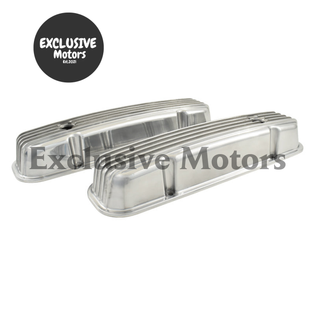 Polished Finned Valve Covers Tall for Pontiac V8 326-455 (1963-1979)