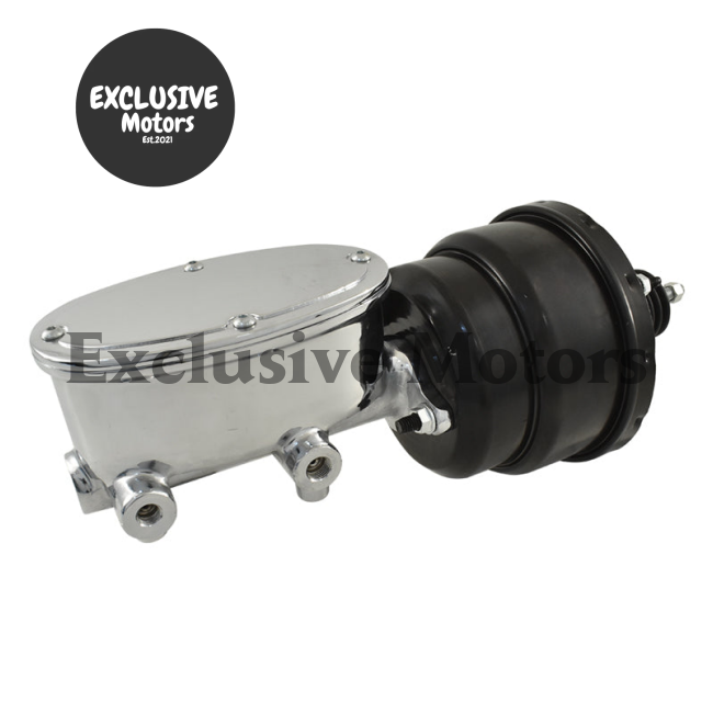 7" Dual Brake Booster & Chrome Master Cylinder for Universal Wilwood Style (1970-2023)