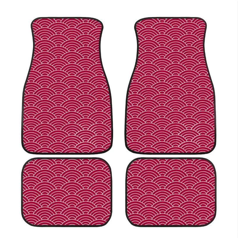 Custom Japanese Waves Floor Mats Red