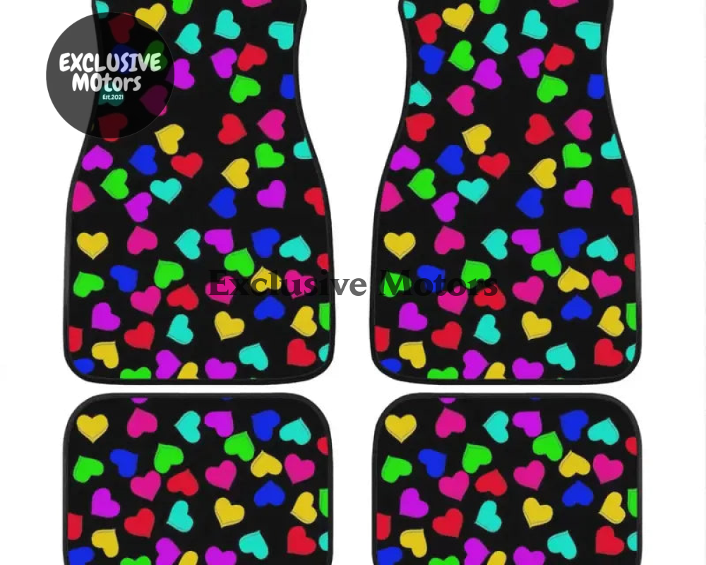 Custom Rainbow Hearts Floor Mats