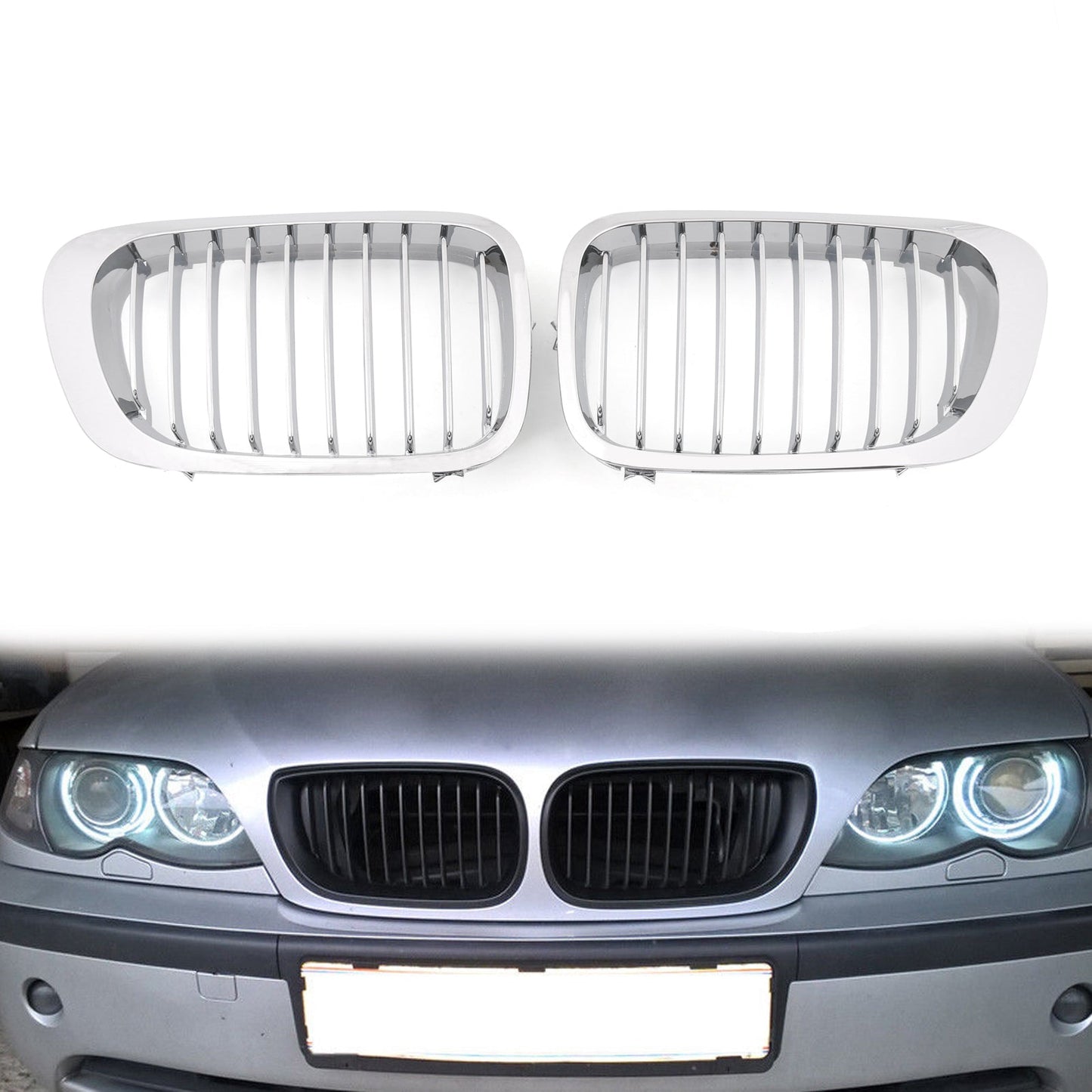 Gloss Black Mesh Grille for BMW E46 3 Series 2D (1999-2002)