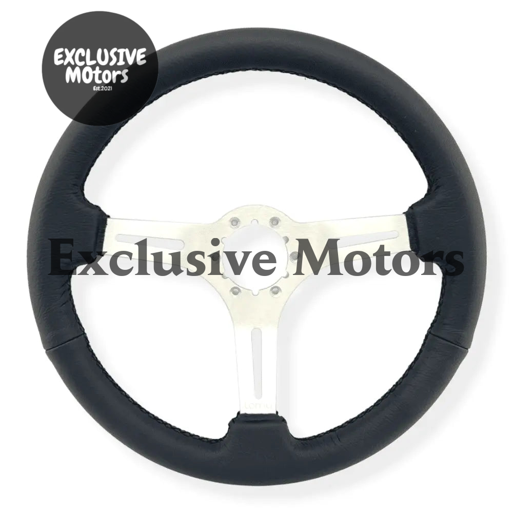 Tomu Akagi Black Leather and Silver Steering Wheel