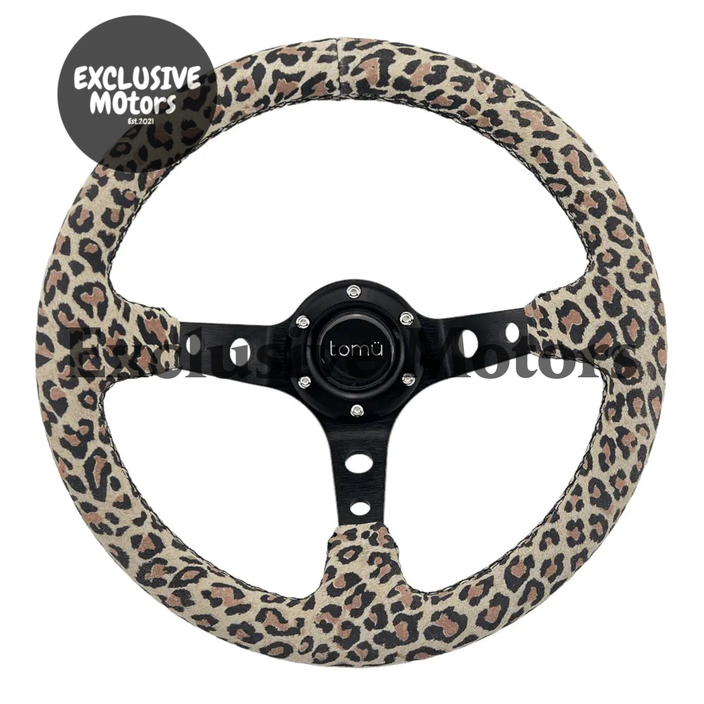 Tomu Cheetah Suede Leather Steering Wheel