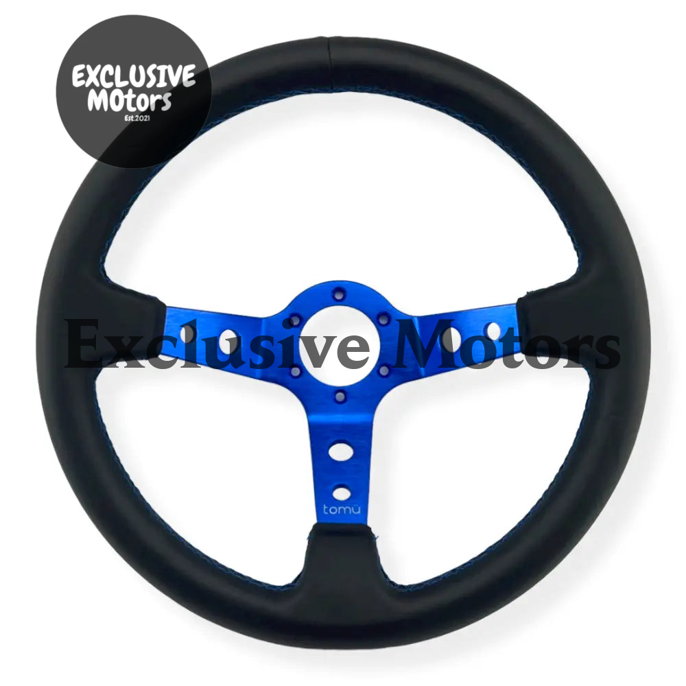 Tomu Ebisu Blue Spoke with Black Leather Steering Wheel