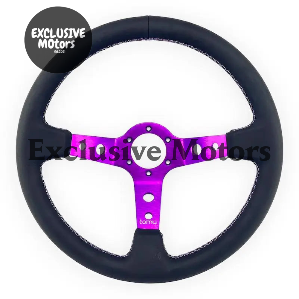 Tomu Ebisu Magenta Spoke with Black Leather Steering Wheel