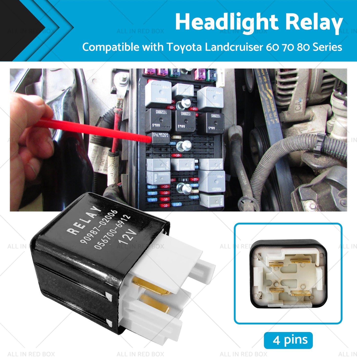 Headlight Relay 12V 4 Pins for Toyota Landcruiser 60 70 80 1980-1997