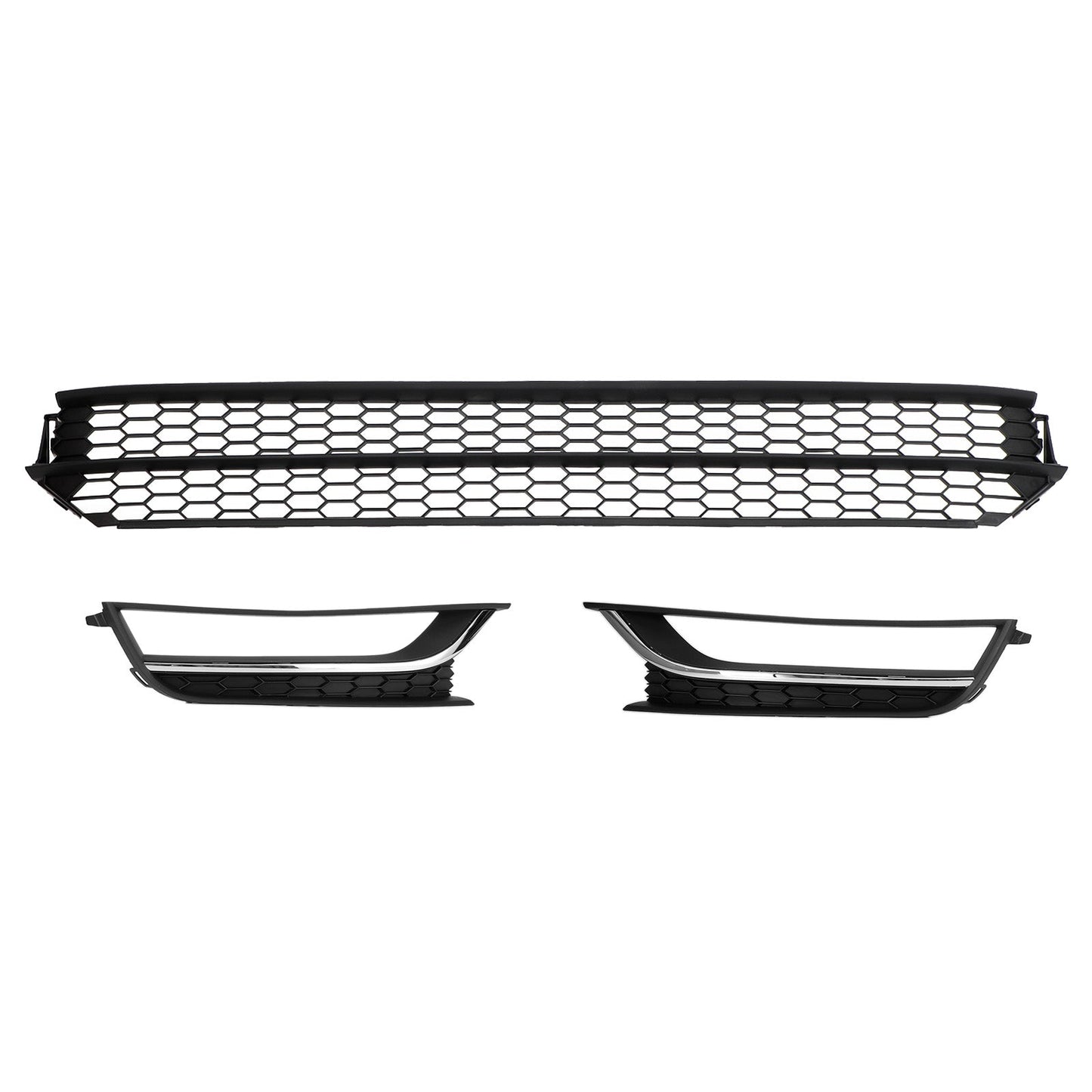 Front Lower Grille Fog Light Cover Black/Chrome for VW Passat 12-15