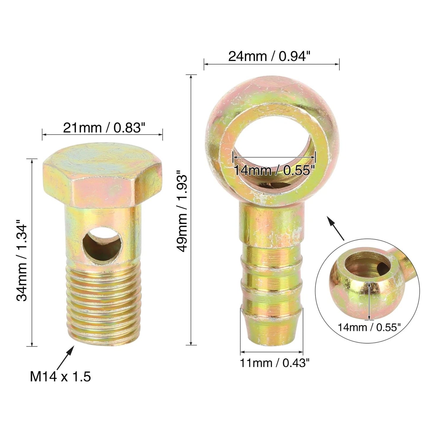 14mm Banjo Hose Barb Fittings for Motorcycle Car