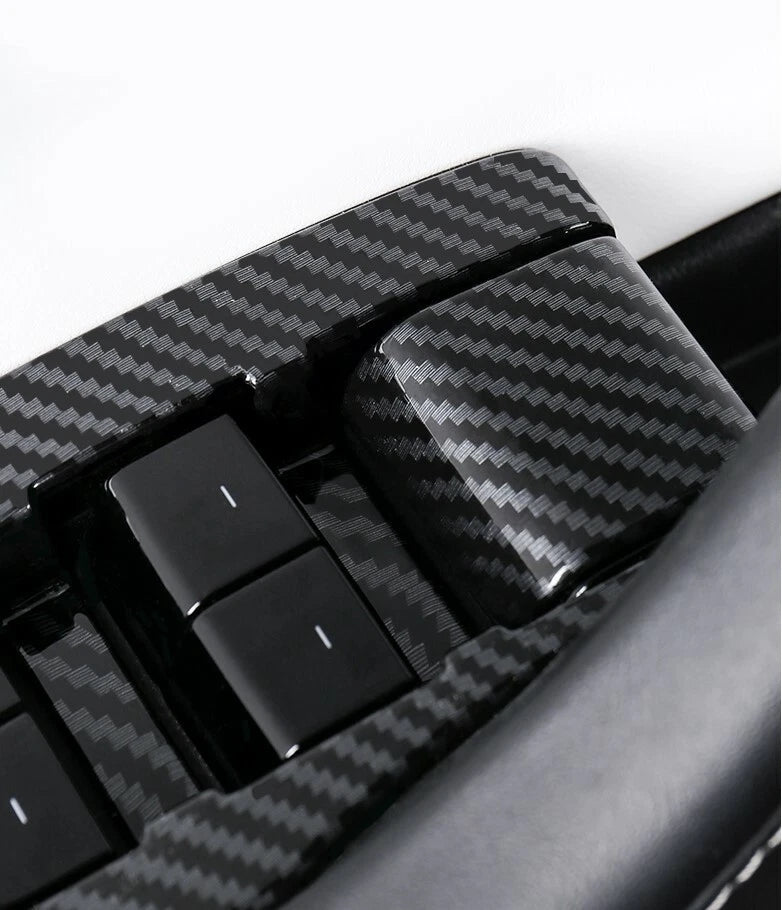 Carbon Fiber Window Lift Panel Switch Cover Trim for Tesla Model Y (2021-2023)