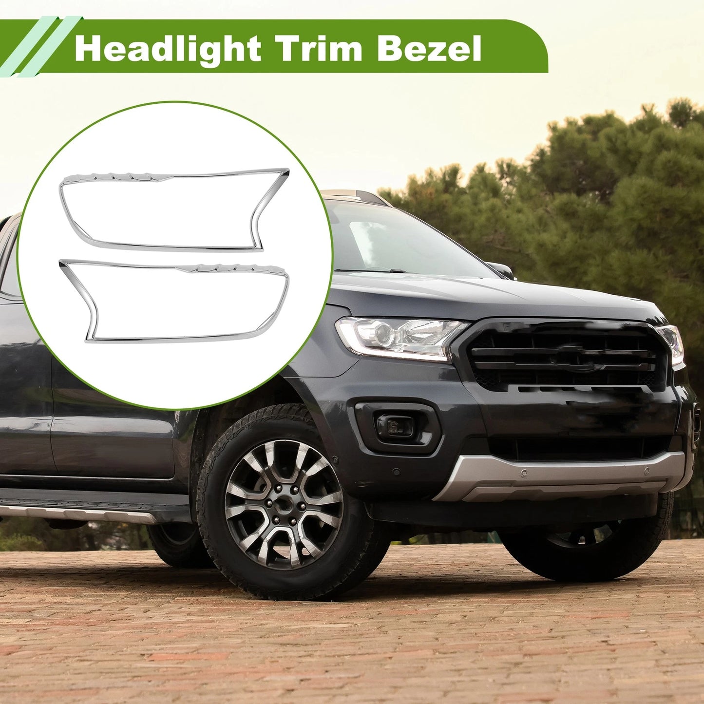 Car Front Left Right Headlight Trim Bezel for Ford Ranger (2015-2021)