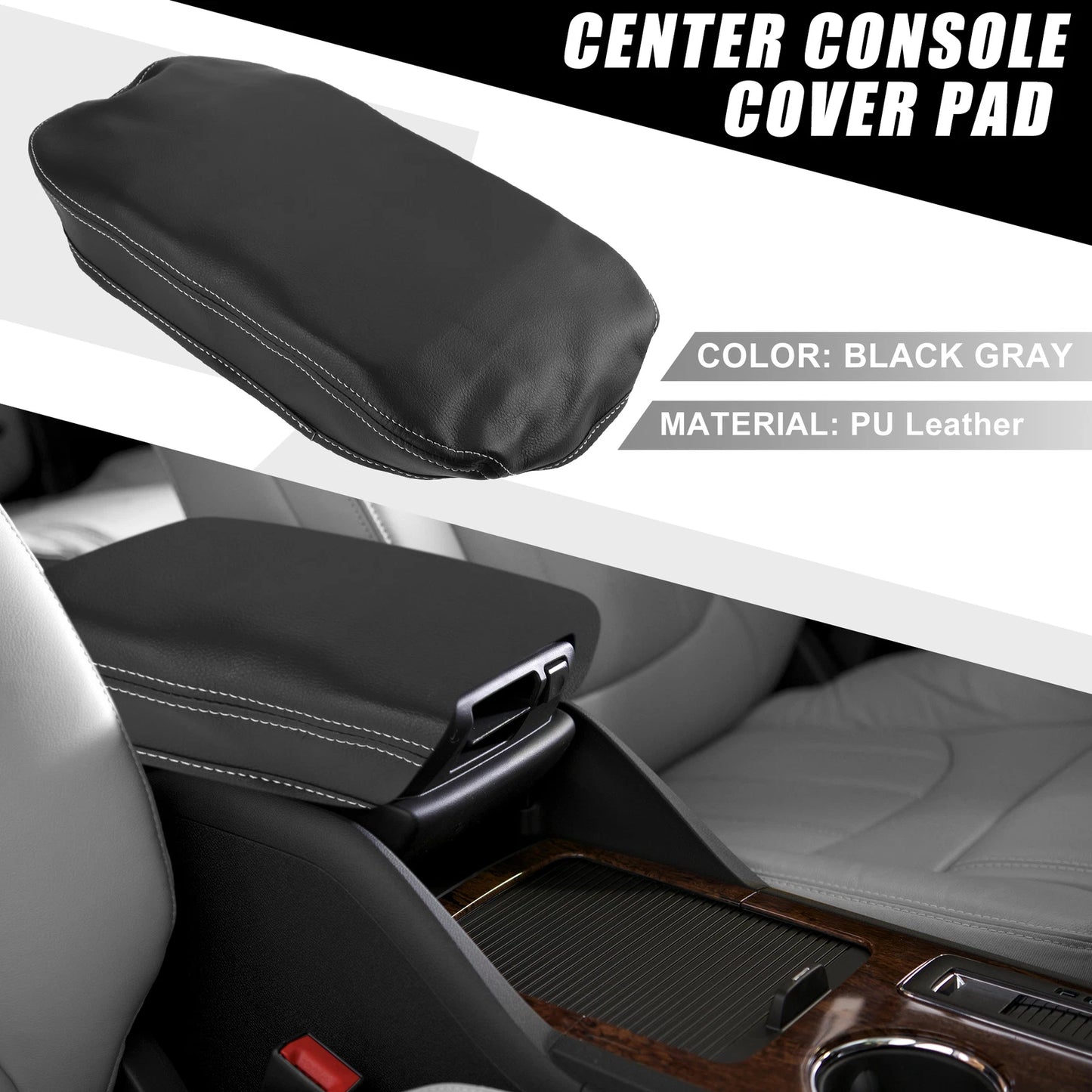 Center Console Cover Armrest Protector for Toyota RAV4 (2019-2022) Black Gray