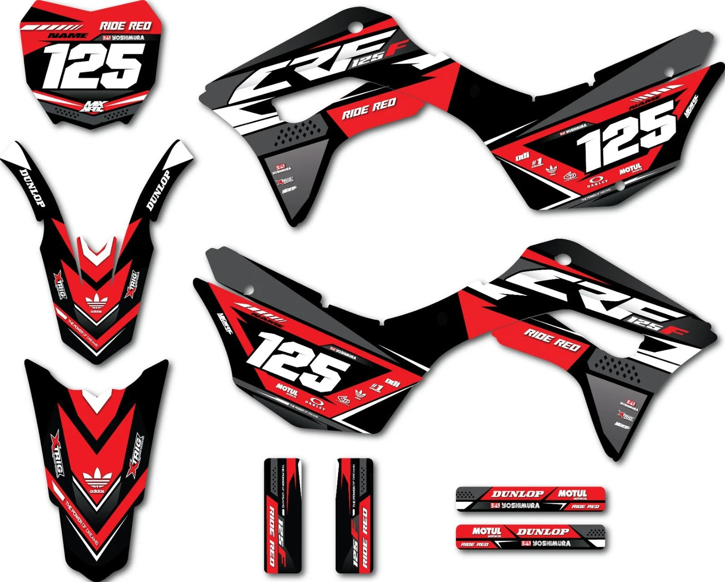 Collide Style Sticker Kit for Honda CRF 125F 2019-2025 Full Custom Graphics