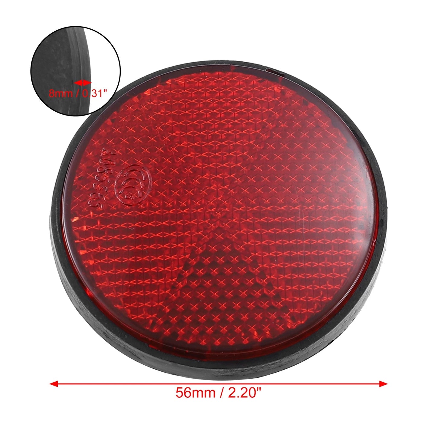 Reflector / 2x 56mm / Red Reflective Warning Reflector with Adhesive Tape
