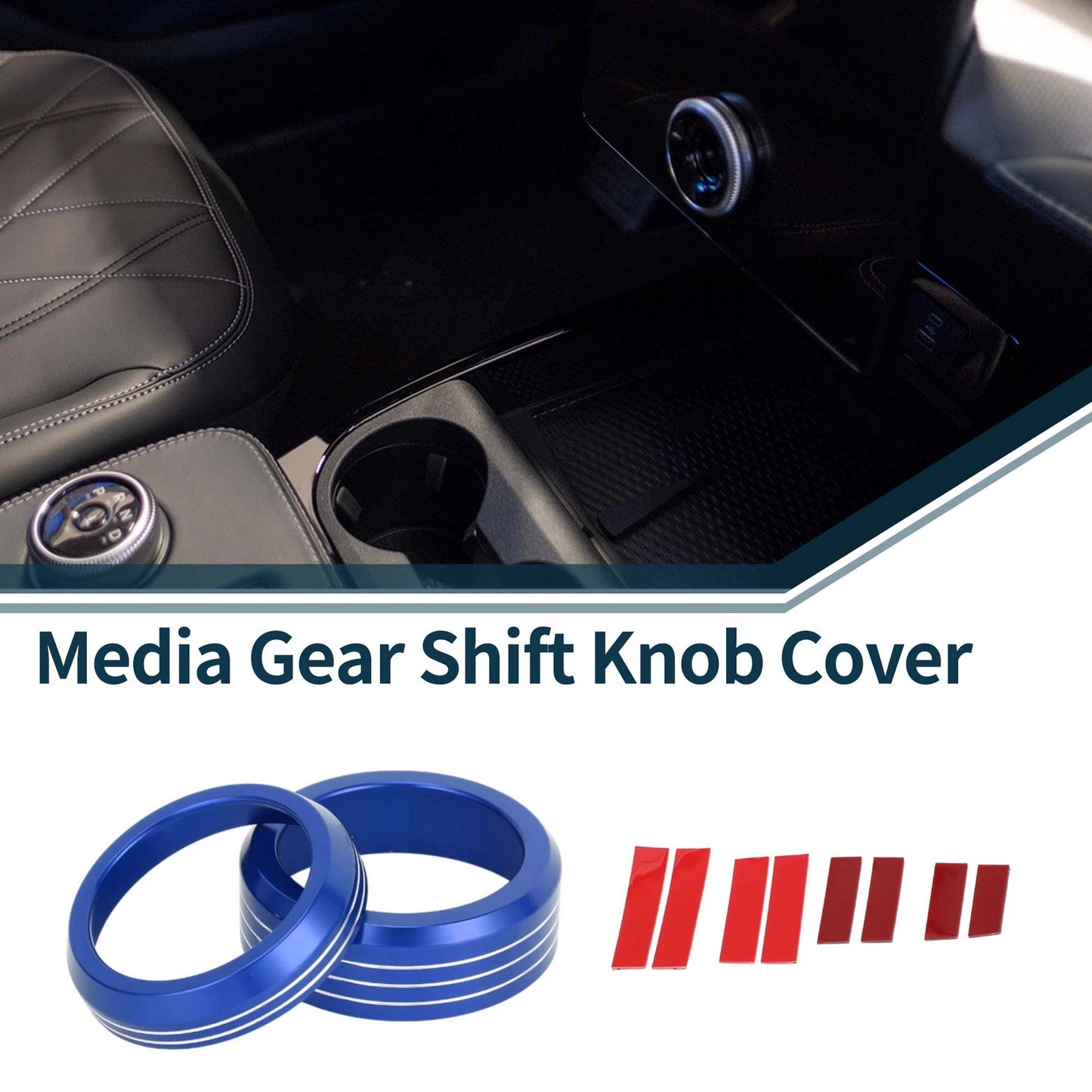 Blue Gear Shift Knob Cover Ring for Ford Mach-E (2021-2024) Pcs