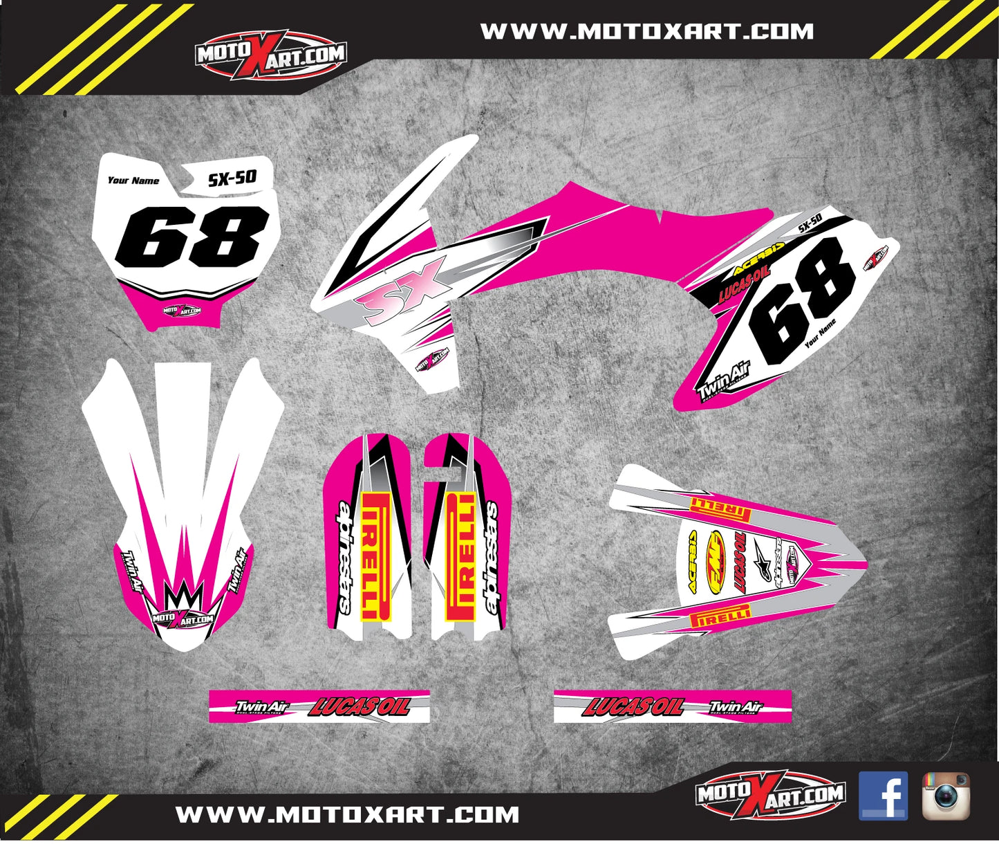 KTM 50 SHOCKWAVE PINK STYLE Full Sticker Kit (2016-2018)