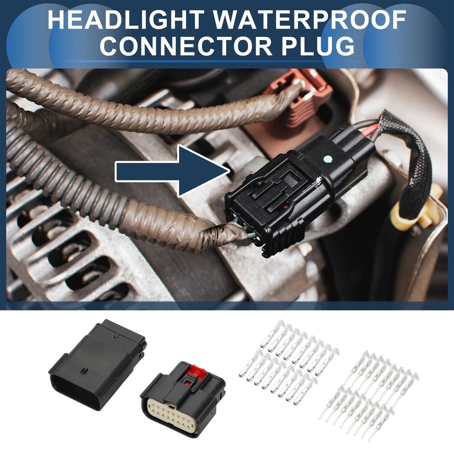 16 Pin Waterproof Headlight Connector Plug for Ford Mondeo