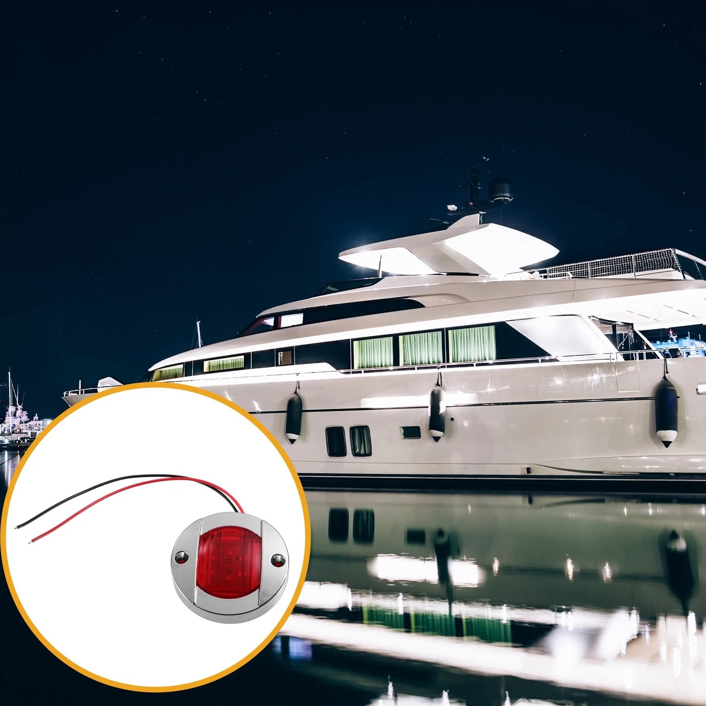 2 x Universal Interior Round Marine Boat Light with 6 LEDs for Boat Red