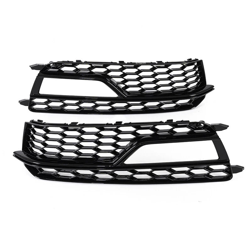 Black Front Bumper Fog Light Grilles Covers for 2013-2016 Audi A5 S-Line S5