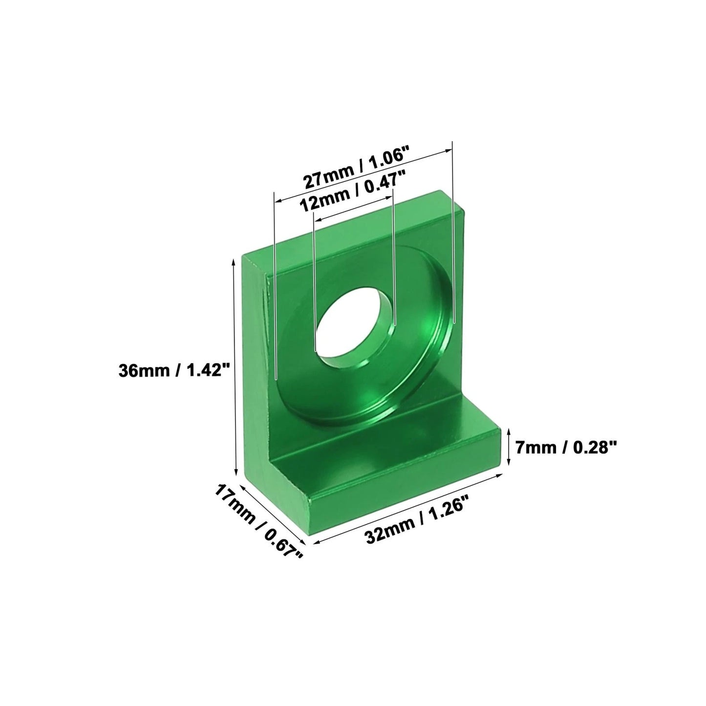 Chain Adjuster Block Tensioner Green Metal 2 x 12mm Hole Dia for Motorcycle