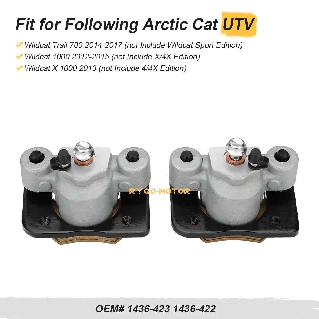 Front Brake Calipers & Pads for Arctic Cat Wildcat Trail 700 Wildcat 1000 X 1000
