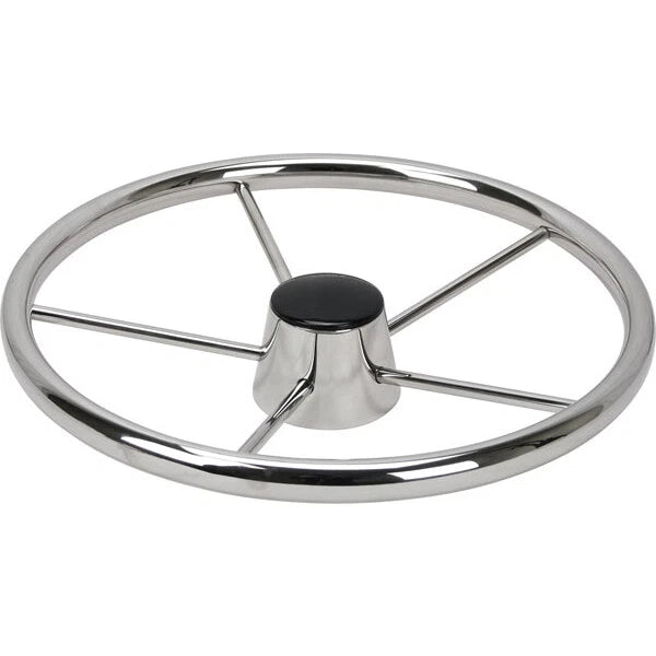 Boat Steering Wheel 5 Spoke Stainless Steel 10° Dish 390mm 3/4" Shaft