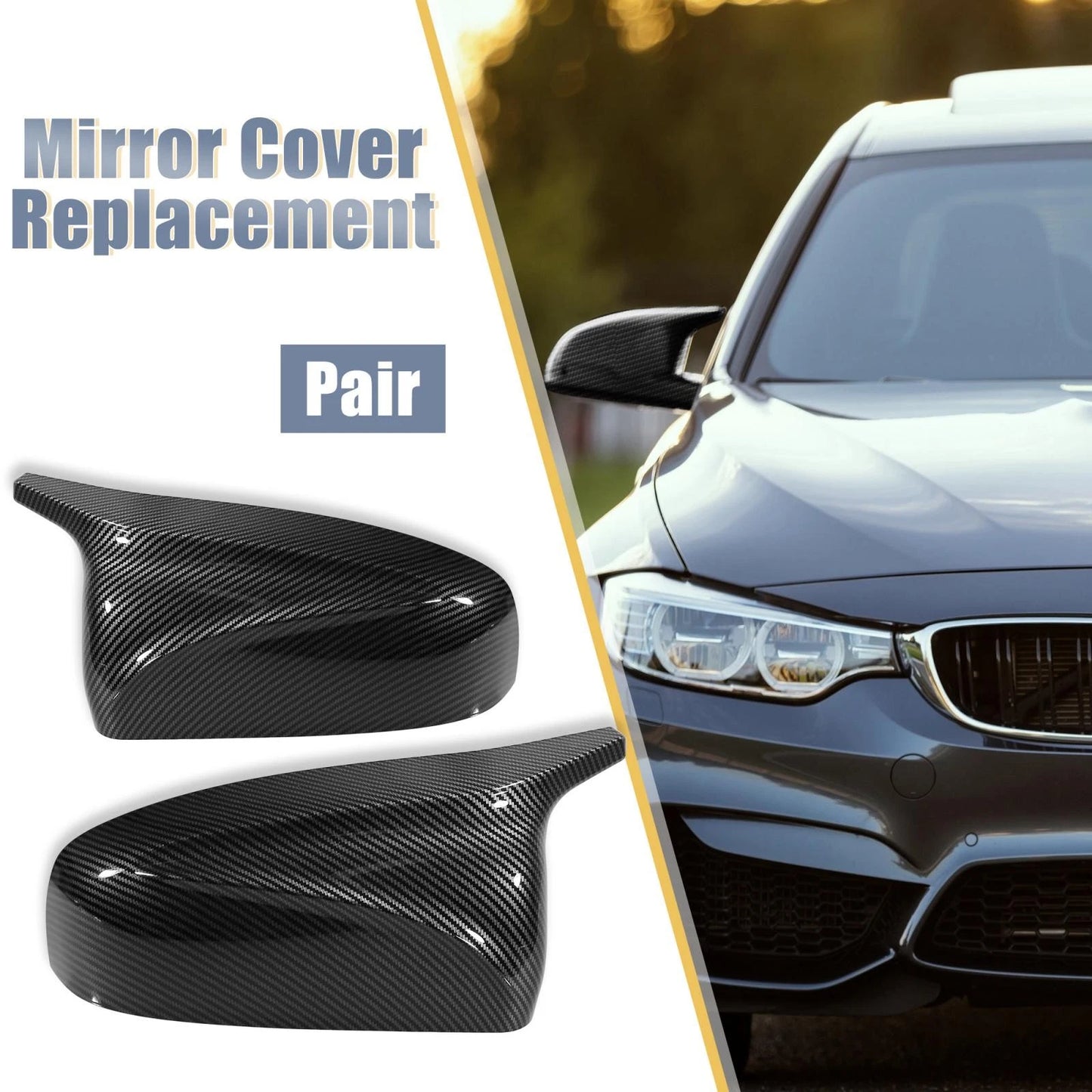 Pair for BMW E70 E71 E72 Carbon Fiber Pattern Rear View Mirror Covers Cap