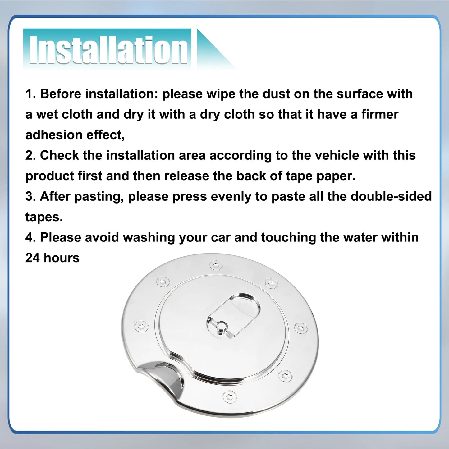 Chrome Plated Fuel Tank Filler Cap Cover Decoration Stick-on for GMC Sierra 3500