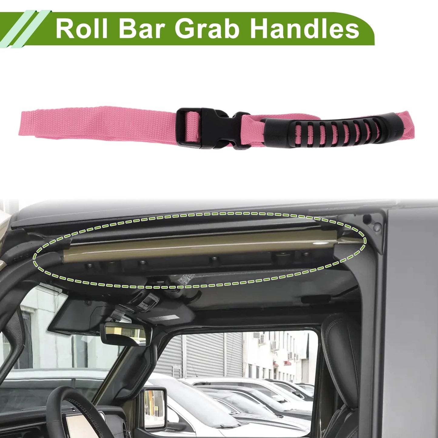Roll Bar Grab Handles for Jeep Wrangler JL (2018-2024) - Pink