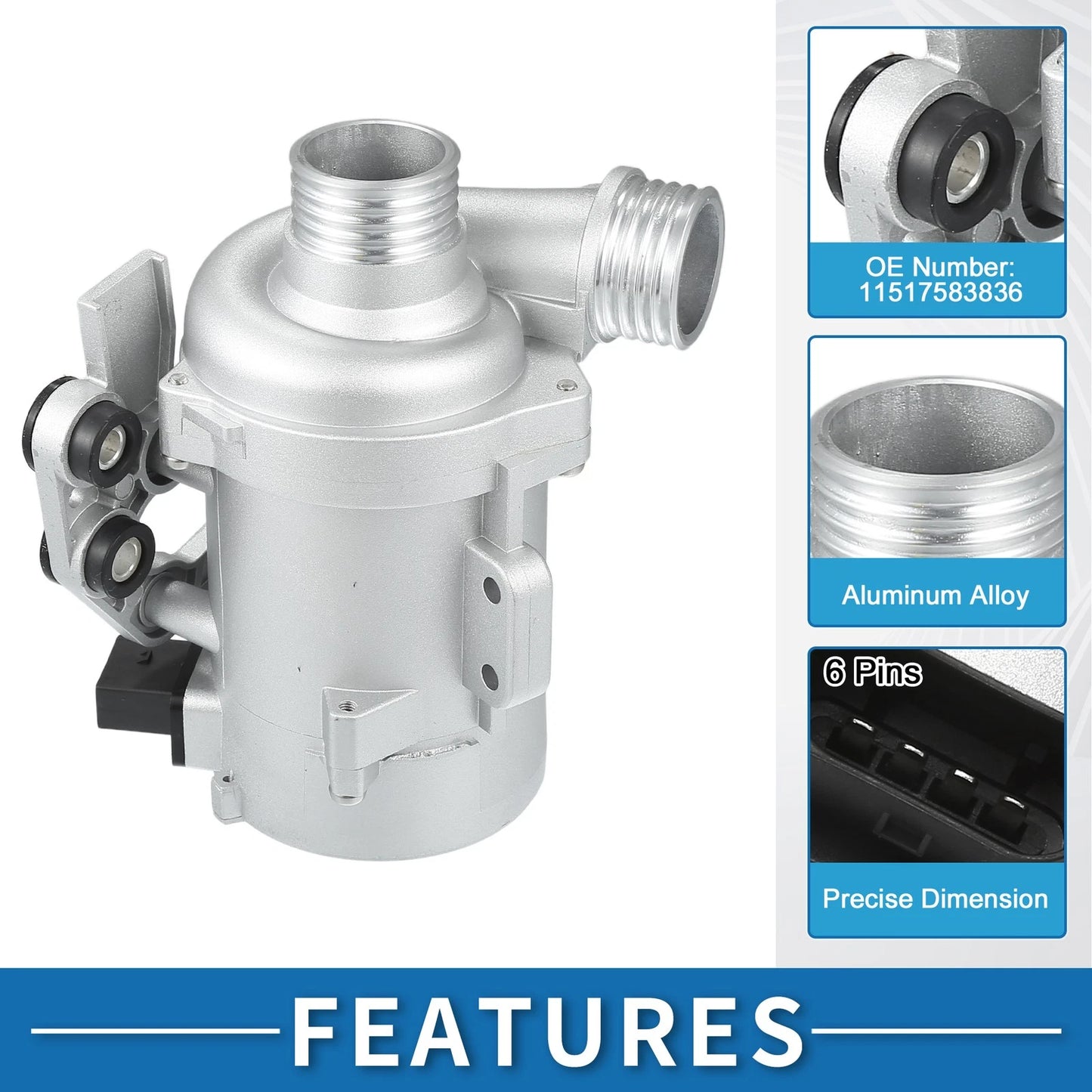Electric Water Pump for BMW 528I 2011 (2011) - Includes Screws Kit