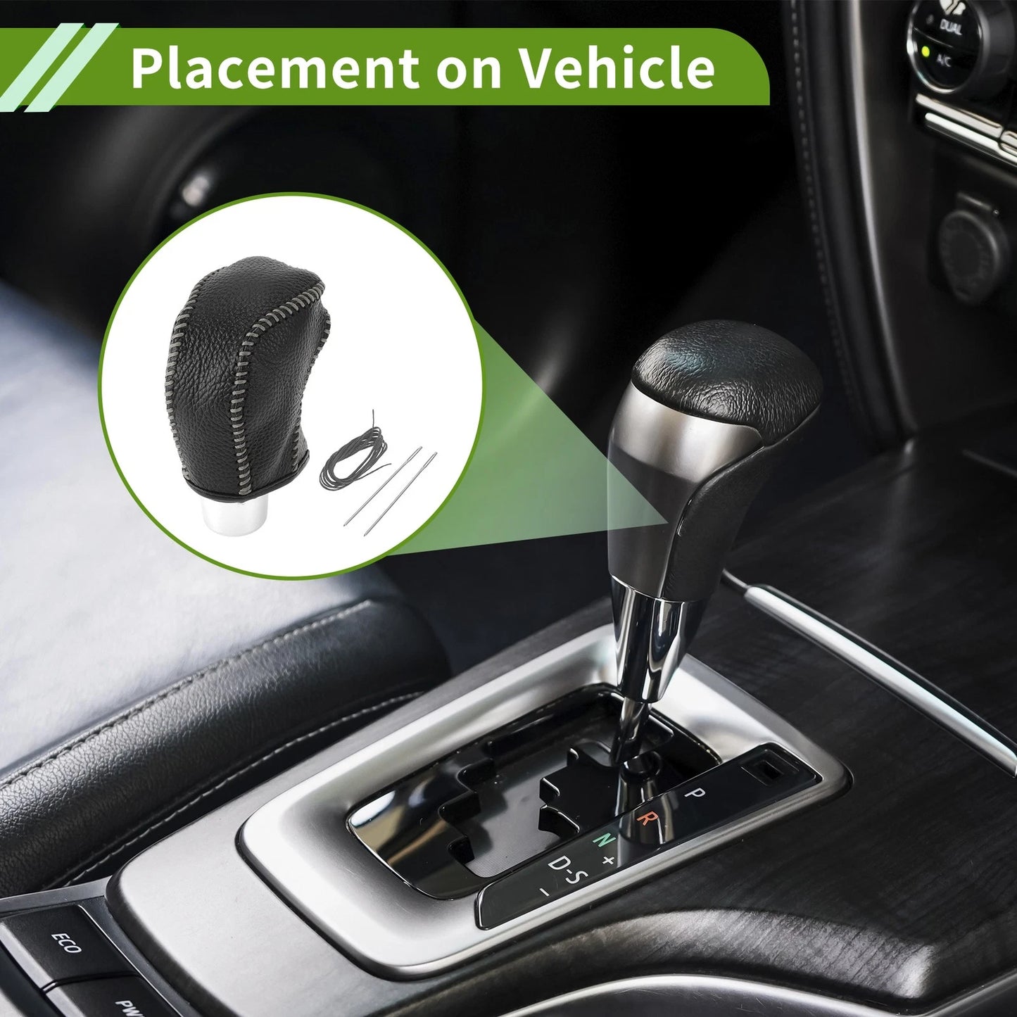 Car Gear Shift Knob Cover 1 Set Black Grey for Toyota Tacoma (2016–2022)