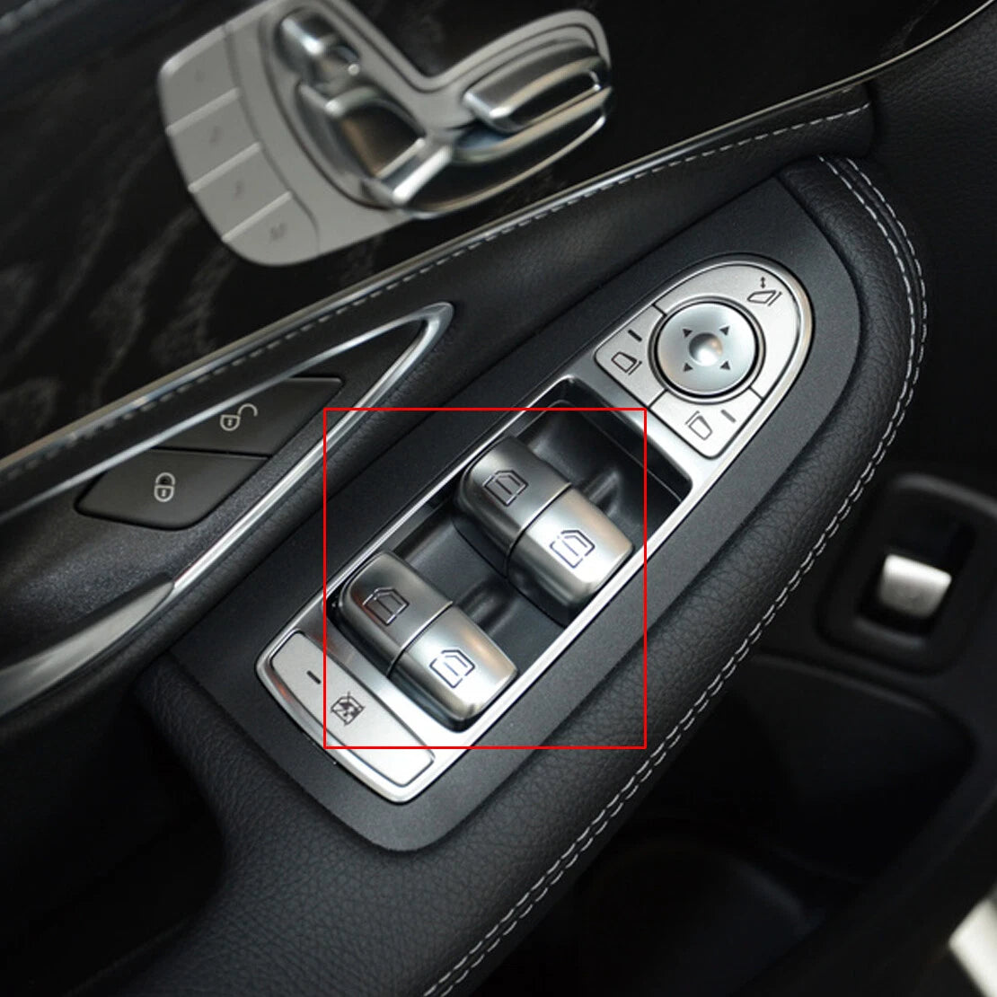 4 x Window Switch Button Caps for Mercedes-Benz C-Class W205, GLC (2015-2021)