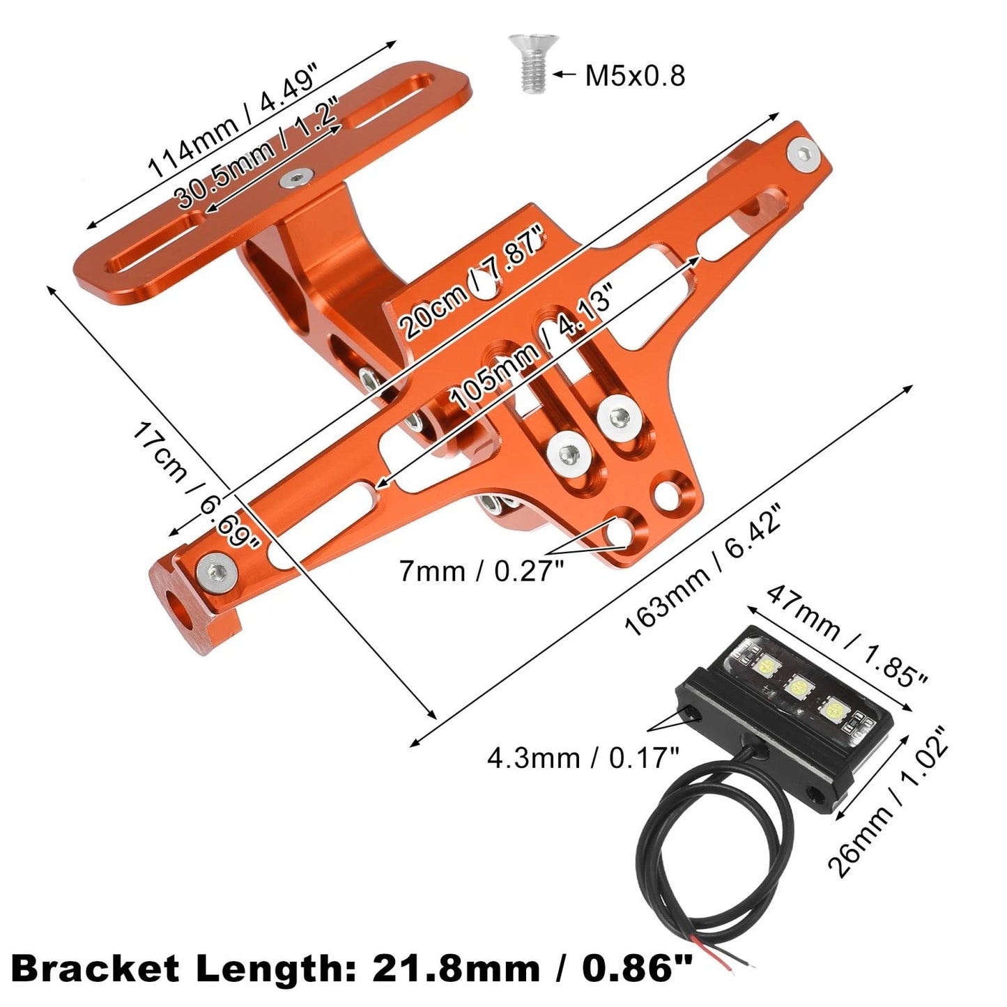 License Bracket Fender E-liminator Orange for Motorcycle