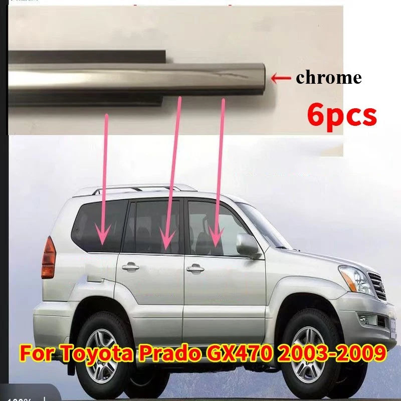 6pcs Quarter & Door Belt Moulding chrome for Toyota Prado GX470 (2003–2009)