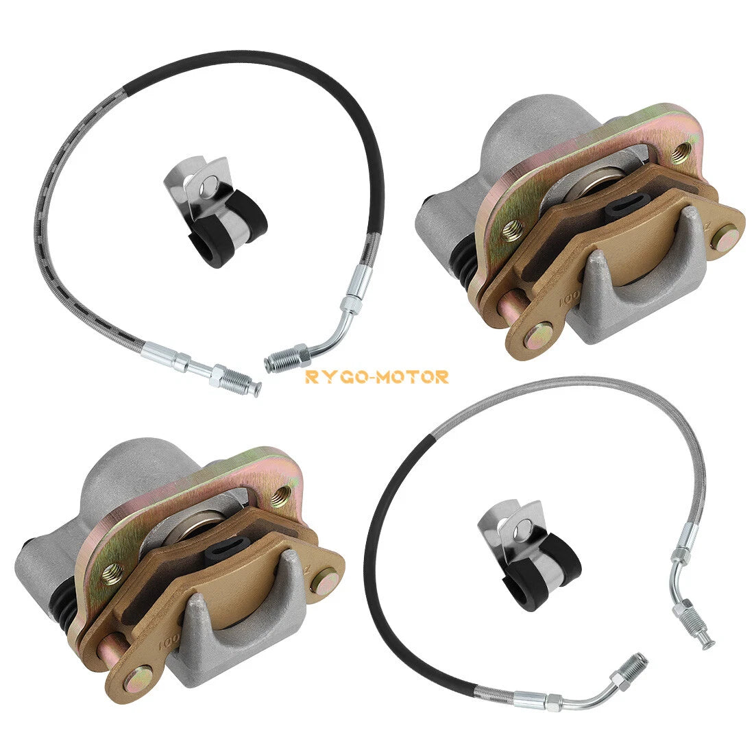 2 x Front Brake Calipers & Hose Lines for Polaris Trail Boss 250 (1988–1991)