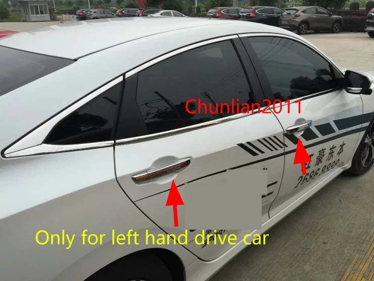 Chrome Door Handle Cover Trim for Honda Civic 10th Gen (2016-2017)