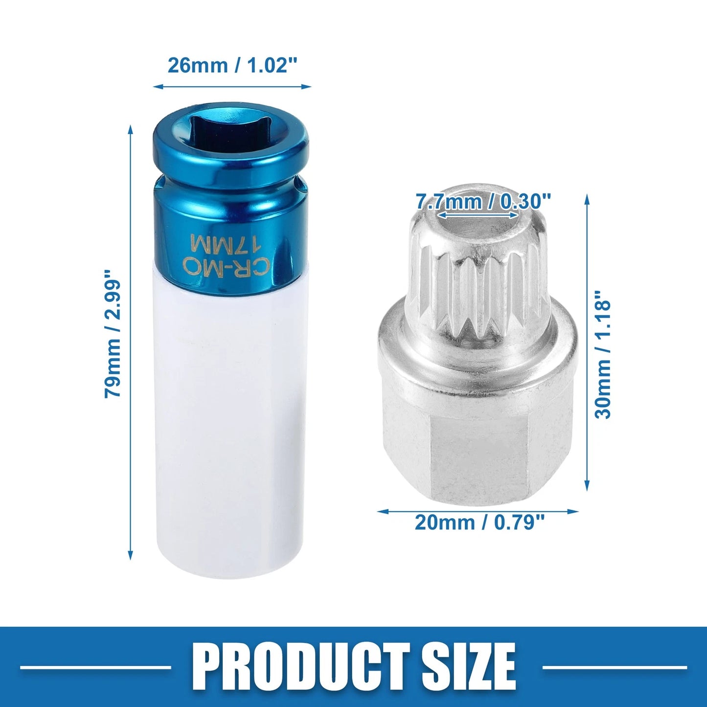 34/18PT Wheel Lock Lug Nut Kit with Socket Protector for BMW