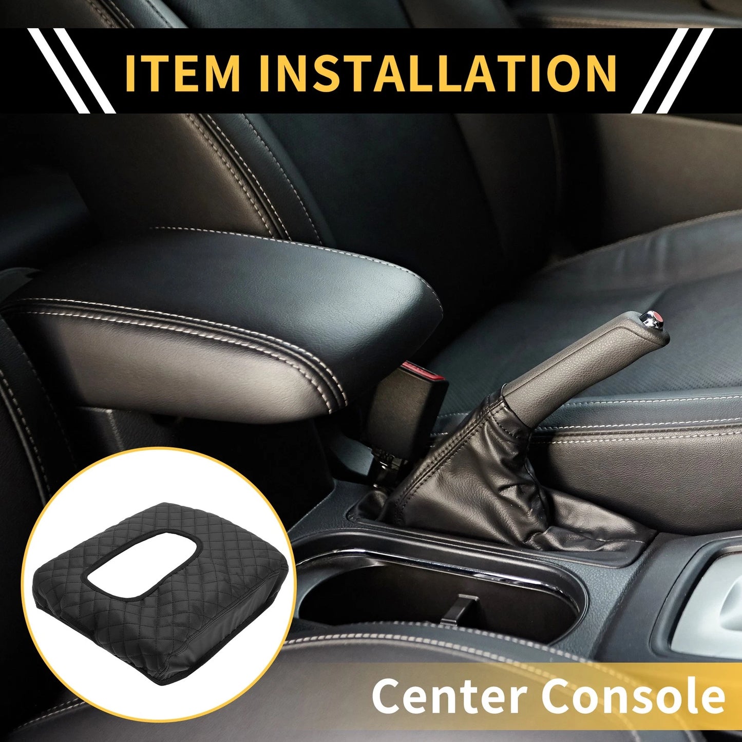 Center Console Cover for GMC Microfiber Leather Diamond Grid Grey