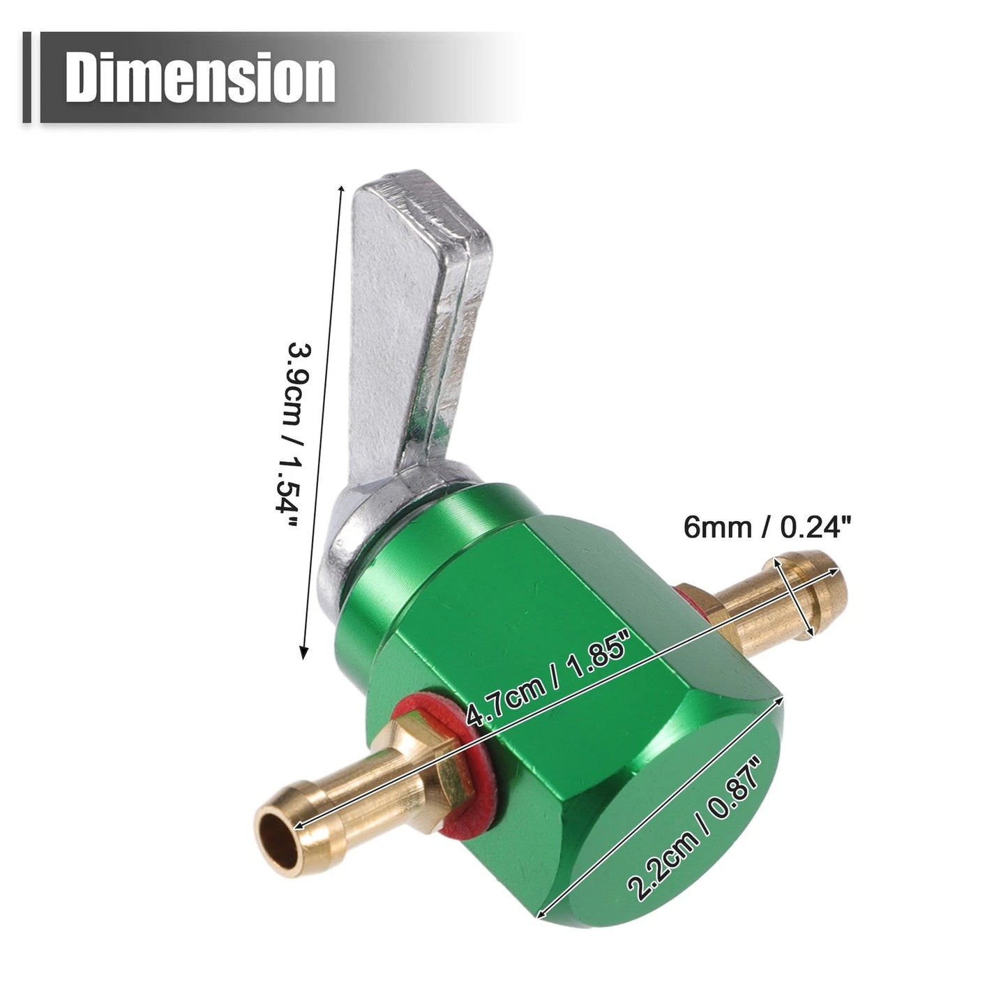 Fuel Tap Petcock Valve Switch 6mm for Motorcycle Go Kart Aluminum Alloy Green
