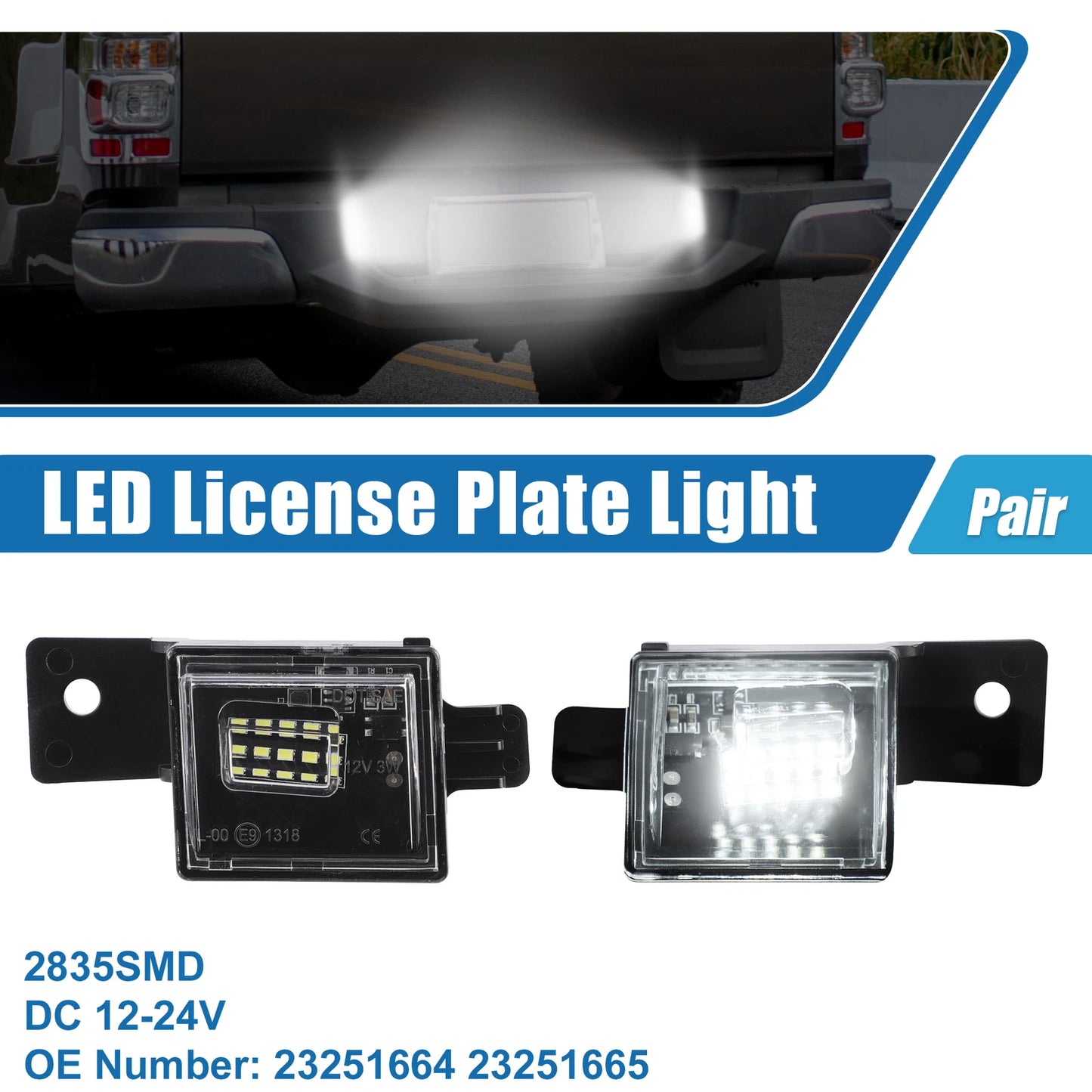 1 x Pair Car White LED License Plate Light for Chevy