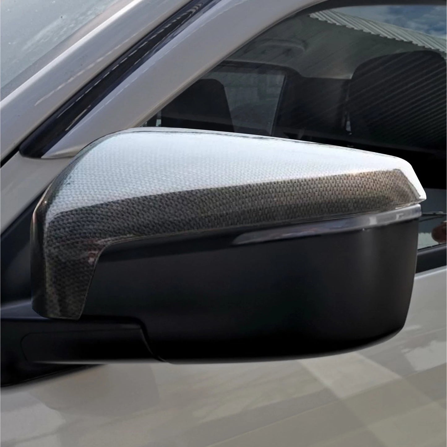 Carbon Fiber Black Mirror Cover Trim for Isuzu D-Max, MU-X (2020-2022)