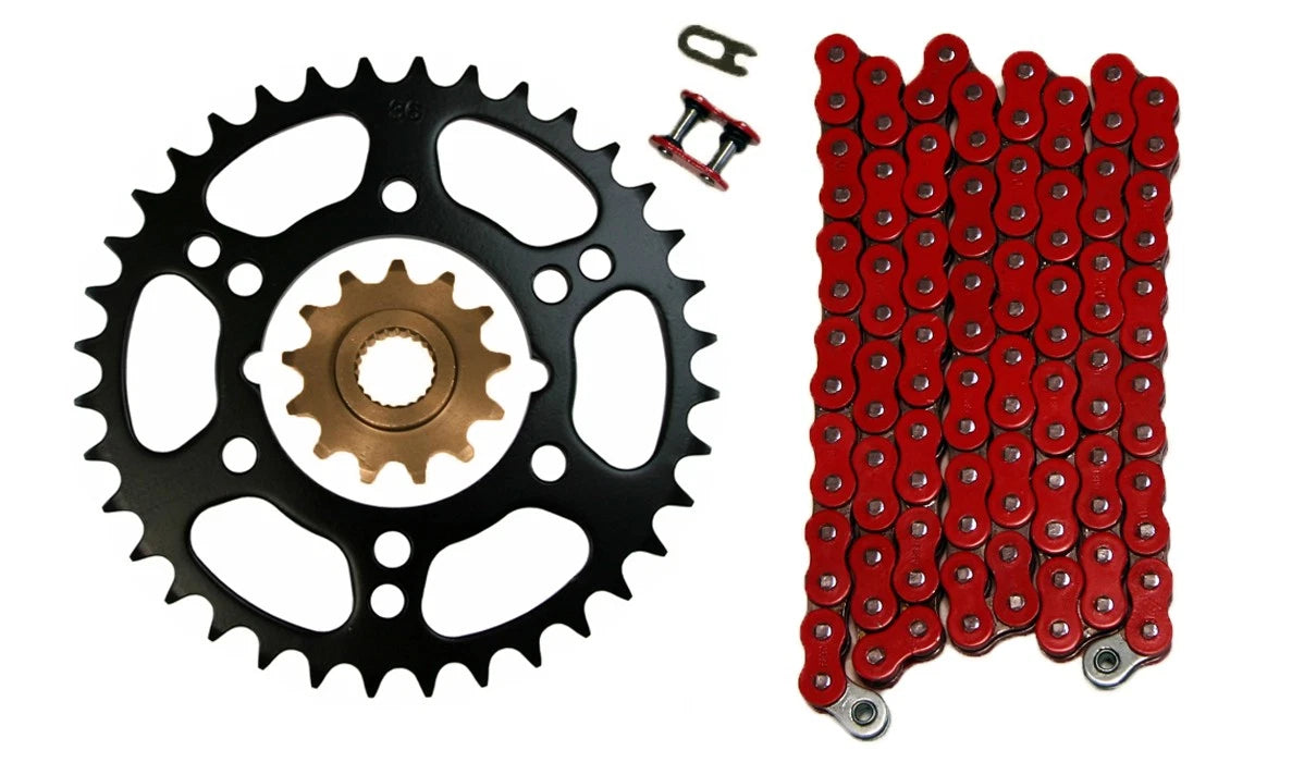 Red 520x76 Drive Chain & 13/36 Sprockets for Polaris Scrambler 500 (1998–2012)
