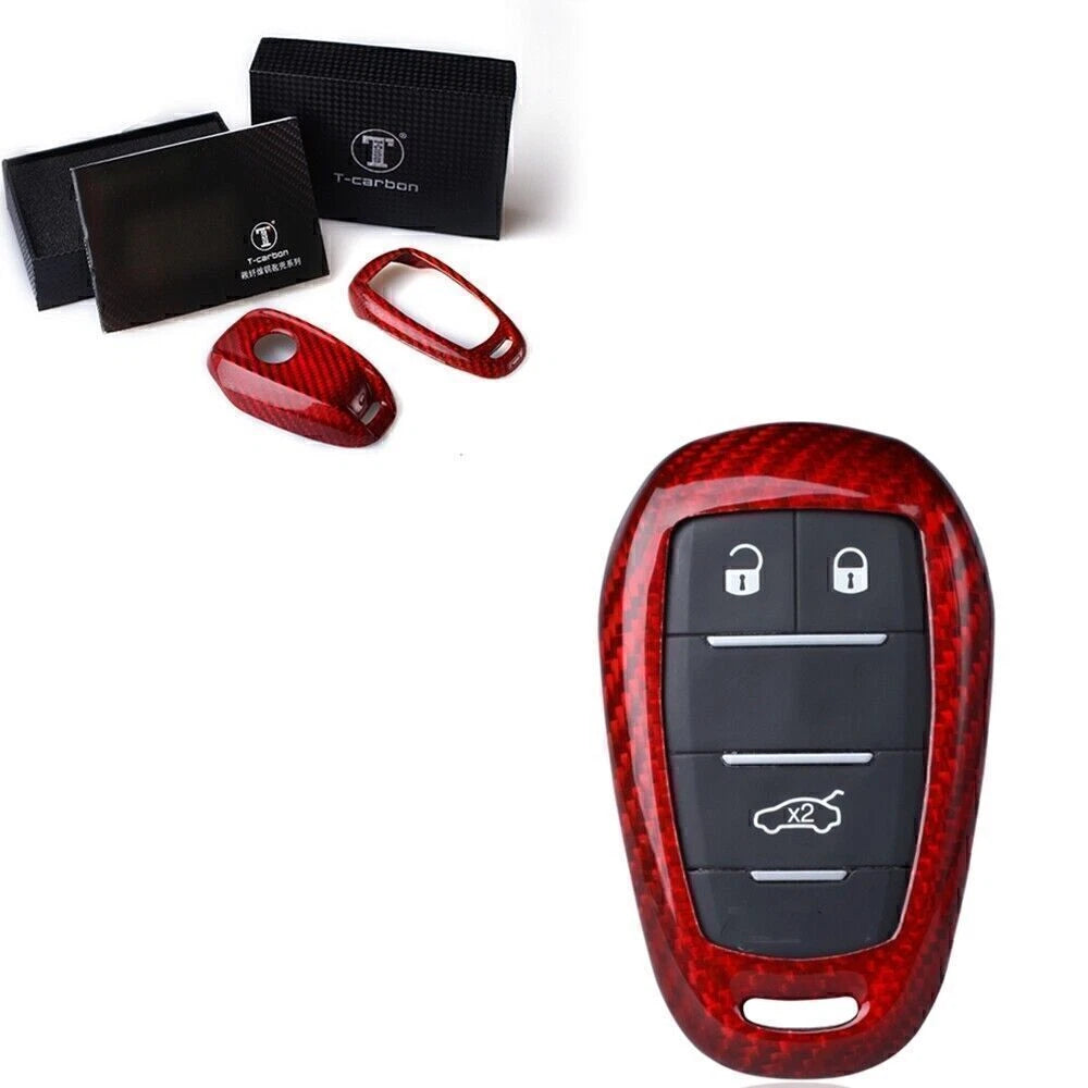 1x Red Carbon Fiber Key Fob Case for Alfa Romeo Giulia (2017-2023)