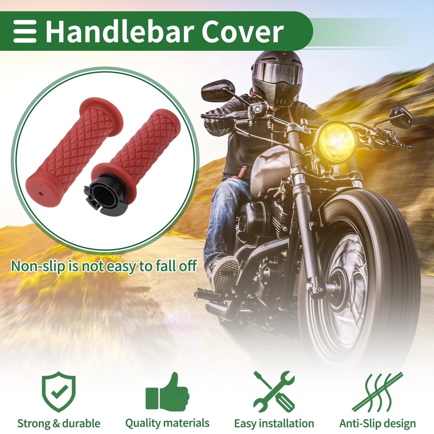 Hand Grips / 7/8" 22mm / TPU Dark Red Grips Cover Kit for Motorcycle