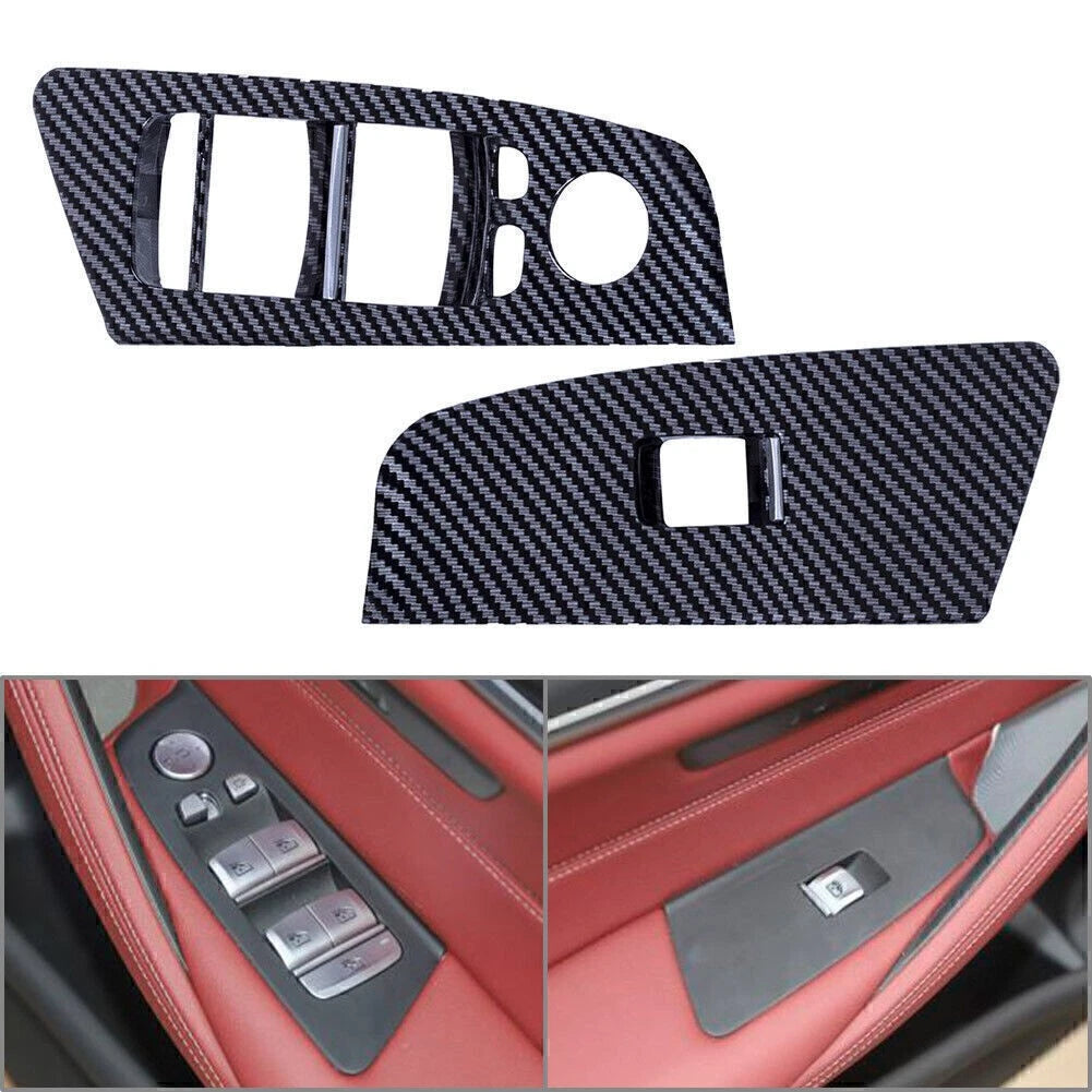Carbon Interior Front Window Switch Lock Cover Trim for BMW 5 Series (2017-2023)
