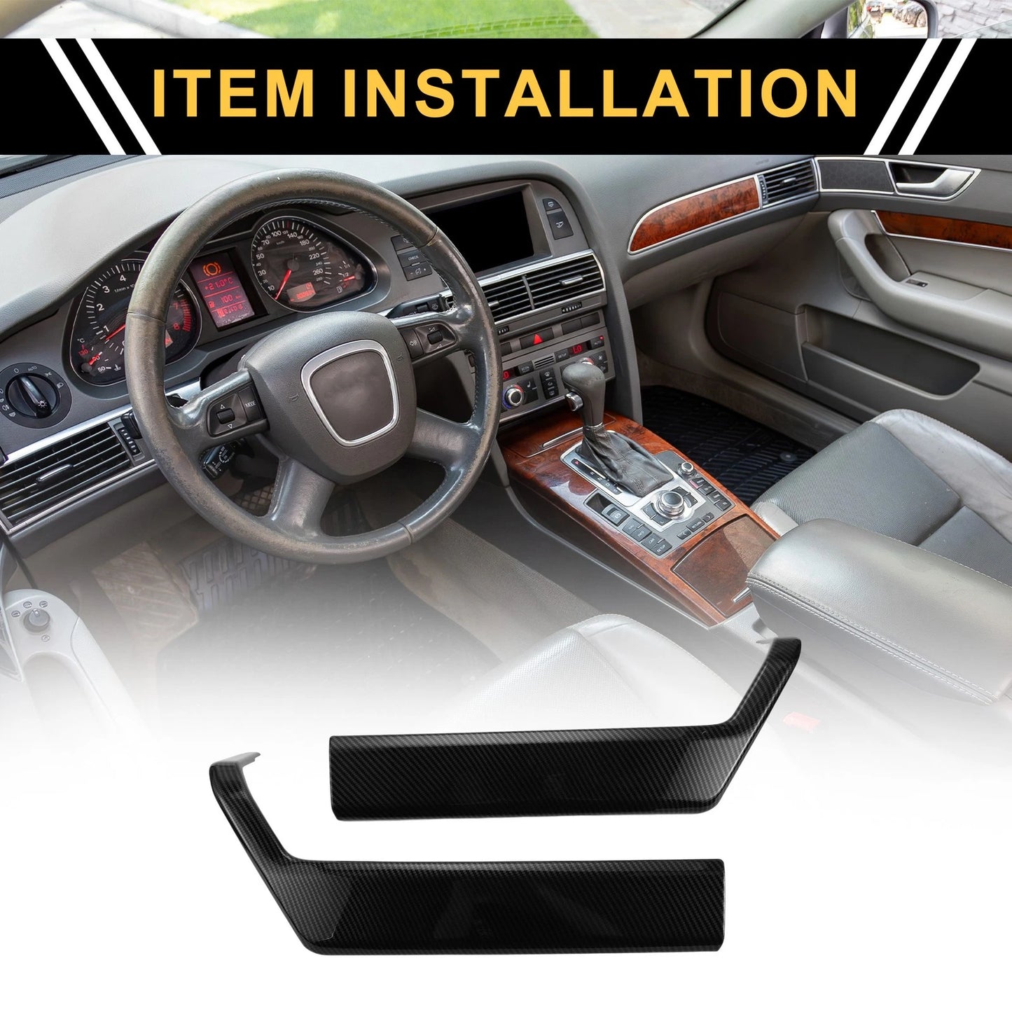 Black Interior Door Handle Bezel Cover Trims for Ford F-150 (2021-2024)