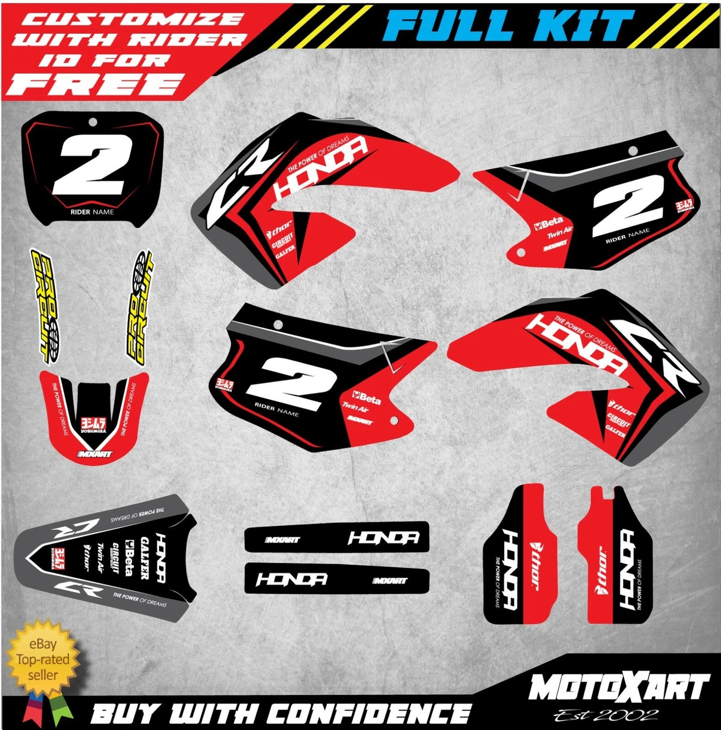 Custom Graphics Kit for Honda CR 250 (2000-2001) - SPARK STYLE Stickers Decals