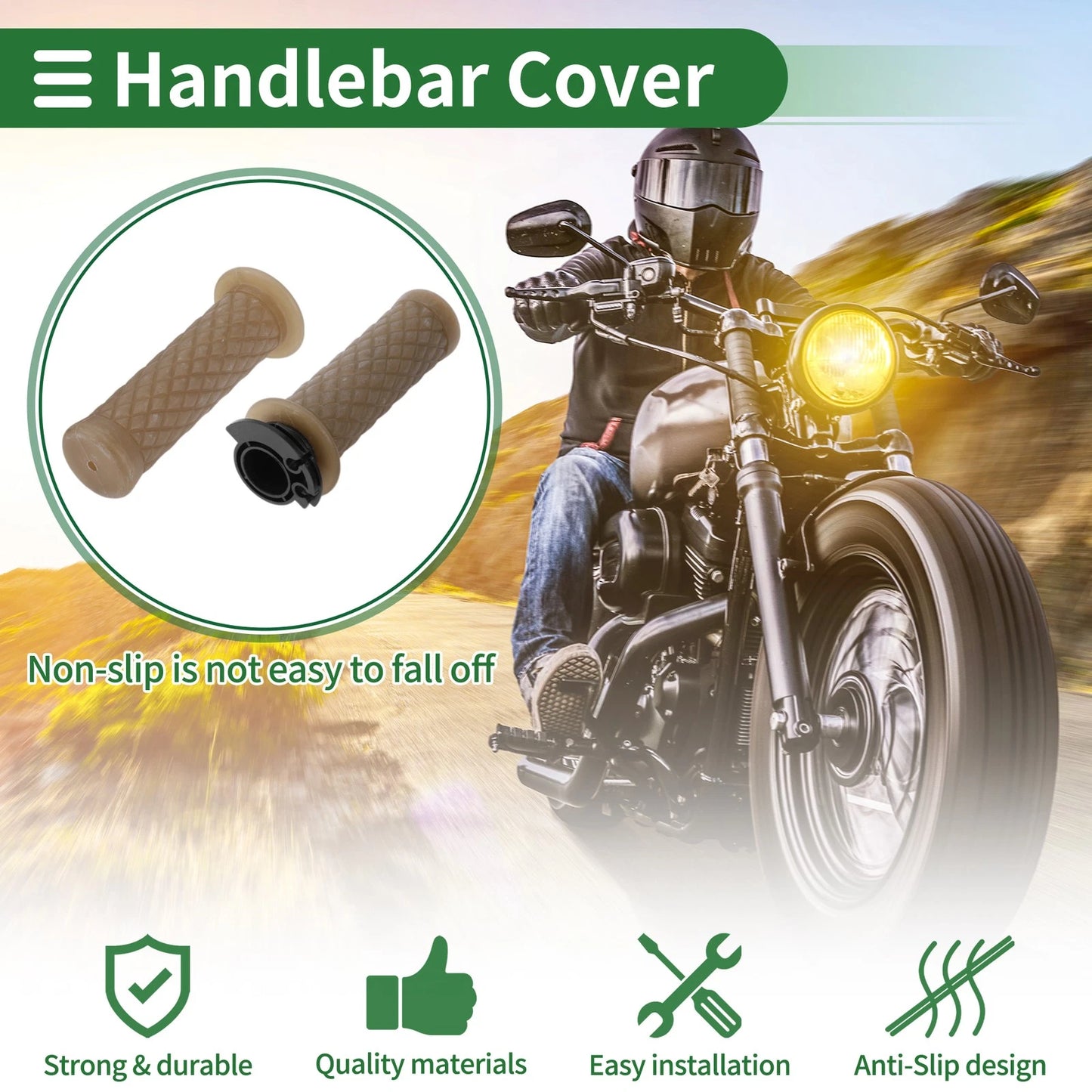 7/8 22mm Hand Grips Cover Kit for Motorcycle TPU Clear Brown